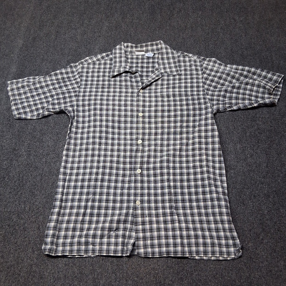Vintage Utility Button Up Shirt Teen Size XL 14 - 16‎ Gray Plaid 90s Y2K Skater